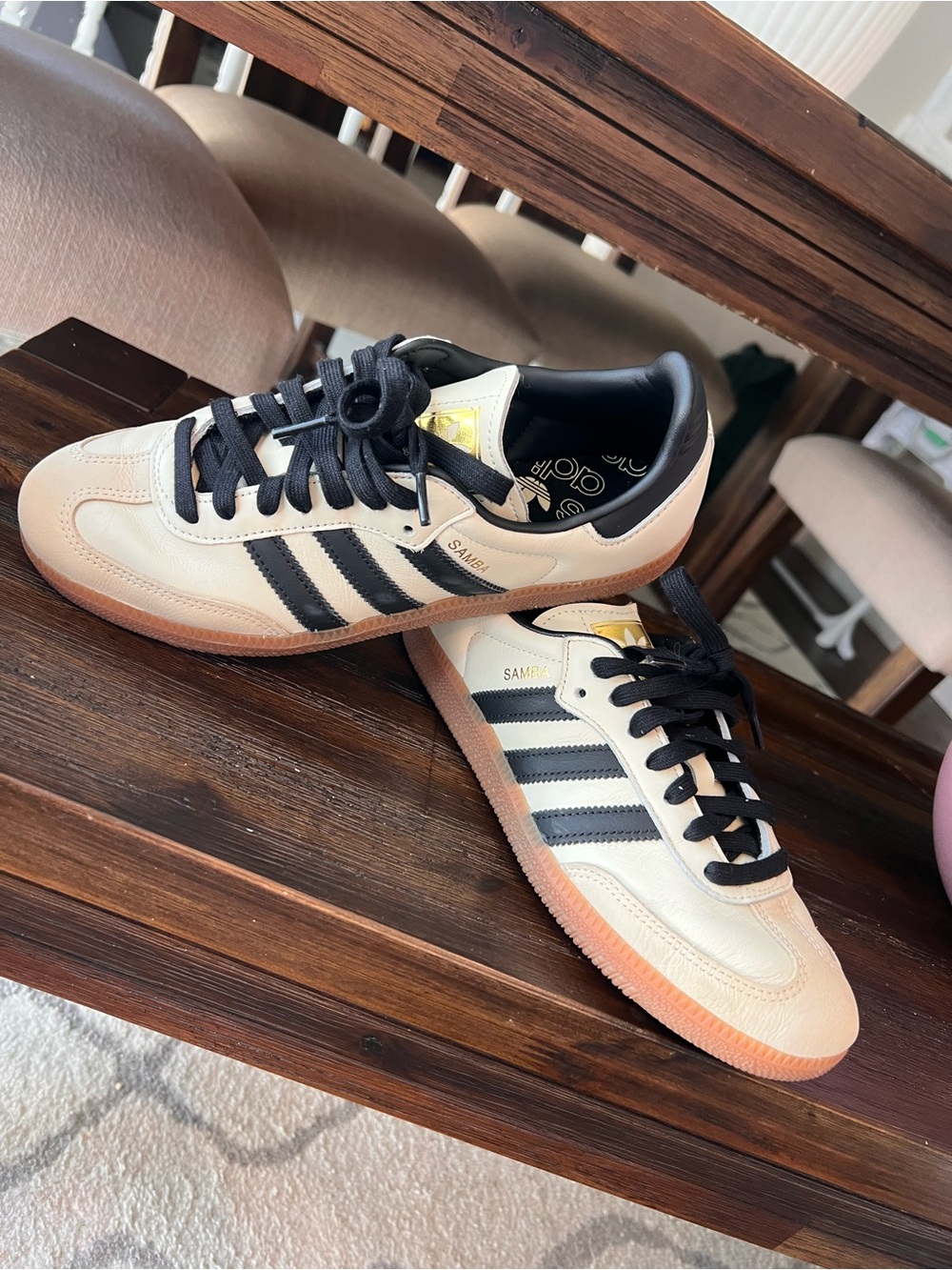 adidas Samba Sneakers in Cream, Black & Gum